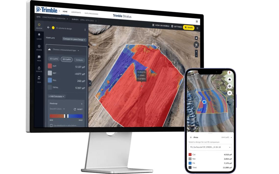 Trimble Stratus on monitor and phone